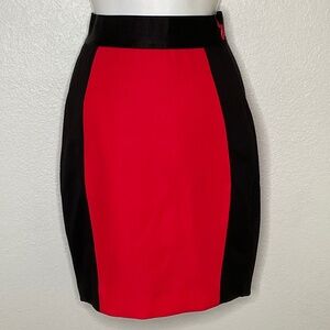 Bebe Vintage pencil skirt in a red and black color-block design Size 00